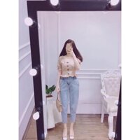 Quần jean nữ BAGGY LƯNG THUN xanh nhạt lt/shopm3