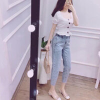 Quần jean nữ BAGGY LƯNG THUN xanh nhạt lt/shopm2