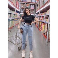 Quần jean nữ BAGGY LƯNG THUN VS LẮP TÚI một bên siêu hot 003 N1-112