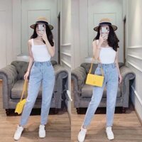 Quần jean nữ BAGGY LƯNG THUN xanh nhạt lt/shopm1