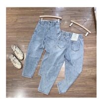 Quần jean nữ  BAGGY LƯNG THUN xanh nhạt 9883 -BG6