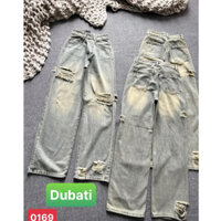 QUẦN JEAN NỮ BAGGY ỐNG SUÔNG RÁCH XANH BẠC LƯNG CAO NÂNG MÔNG PHONG CÁCH CAO CẤP MỚI -DB 0169- DUBATI FASHION - Hàng mới
