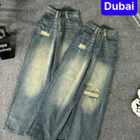 QUẦN JEAN NỮ BAGGY ỐNG SUÔNG RÁCH XANH LƯNG CAO NÂNG MÔNG PHONG CÁCH HOT TREND -DB 5641- DUBAI FASHION