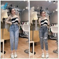 Quần jean nữ baggy rách giữa hai gối phong cách sexy DT