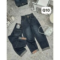Quần jean nữ baggy thêu cạp