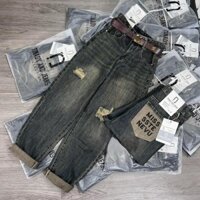 Quần jean nữ baggy thêu chữ túi sau hàng QCCC - Women's Denim Pants