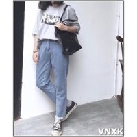 Quần jean nữ BAGGY TUA LAI màu xanh nhạt 3.38b-1