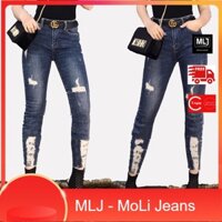 Quần jean nữ BIG SIZE dài 9 tấc rách kiểu đẹp dành cho người béo 3603