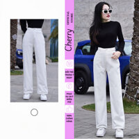 Quần jean nữ CHERRY ống rộng dáng suông chất lượng cao dày đẹp không giãn T141