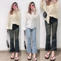 Quần jean nữ co giãn form 9 tấc 90cm, quần jean lửng nữ thêu hoa lai gấp duongphuongjean - QU134