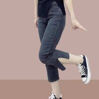 Quần Jean Nữ Có Khe Cao Mùa Hè 2024 Phong Cách Mới Co Giãn Thẳng Quần Thuốc Lá Skinny Co Giãn Quần Crop