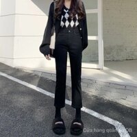 Quần Jean Nữ Crop Quần Co Giãn Cao Cấp Màu Đen Xu Hướng Phù Hợp Với Giảm Béo Và Thẳng Quần Thuốc Lá Triều