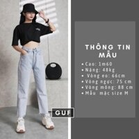 Quần Jean Nữ Dáng Baggy Cạp Lưng Cao Trơn Chất Bò Dày Dặn Màu Xanh Nhạt Sáng