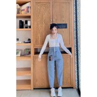 QUẦN JEAN NỮ DÁNG BAGGY TRƠN 3 CÚC CẠP SIÊU CAO ULZZANG, QUẦN BOY NỮ DÀY DẶN