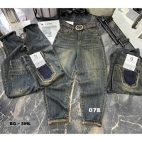 Quần jean nữ dáng dài baggy phối màu túi sau Denim Có Túi Pants Women
