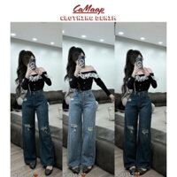 Quần Jean nữ dáng Xuông Camaap, Baggy xước túi trước, rách gối thoải mái,che khuyết điểm, 5031.1-2