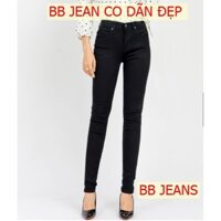 Quần Jean Nữ Đen Trơn Cap Cao Siêu Co Giãn BB JEANS BASIC CHUẨN ĐẸP