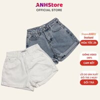 Quần jean nữ đùi gập gấu, quần short nữ bò ngắn vải không giãn cực chất KOMBOH