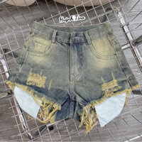 Quần jean nữ đùi rách ,xanh bụi và xanh jean