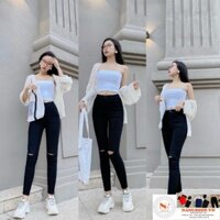 Quần Jean Nữ KAVO BLUE ❤FreeShip❤   Quần bò nữ Rách Gối Xước Đùi Dáng Ôm Thon Gọn Cho Nữ