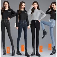 Quần jean nữ lót lông cạp cao giãn tốt chất dày đặc mềm dáng đẹp