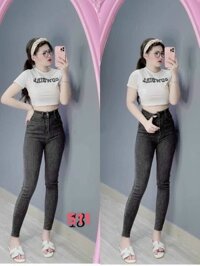 Quần jean nữ Lưng Cao Julido Store, chất jean co dãn 4 chiều ống ôm chân mẫu Ms511 - 30 - XÁM