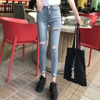 Quần jean nữ lưng cao thời trang 1044 xanh nhạt A-2