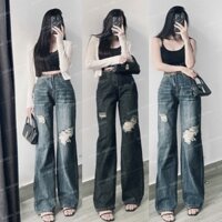 Quần jean nữ lưng cao duongphuongjean ống suông dài, quần jean nữ ống rộng wax kiểu cá tính - QU137