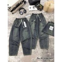 Quần Jean nữ lưng thun cạp cao dáng baggy thêu chữ Minmin M58