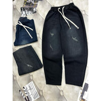 Quần jean nữ lưng thun cạp cao dáng baggy 9 tấc có big size đến 75kg QJ047