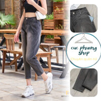 Quần Jean nữ ngắn 8 tấc dáng baggy dành cho nàng nấm vải co giãn cạp khoá lưng cao