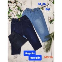 Quần jean nữ ngố dáng lửng hàng co giãn lưng thun ảnh thật