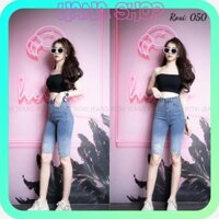 Quần Jean Nữ Ngố Lưng Cao Co Giãn Tôn Dáng Rách Kiểu Đep (2 Màu)  ྇