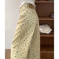 Quần Jean nữ ống đứng hoa kaki cổ điển kiểu Mỹ ỐNg RộNg tôn dáng gầy mẫu mới 2024