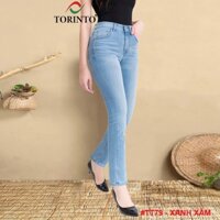 Quần Jean Nữ Ống Đứng Loe Nhẹ Torinto - TT79. Gấu May Lai, Lưng Ngang Rốn. Size Từ 42kg - 70kg