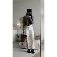 Quần Jean Nữ Ống Đứng Shemoda Culottes Jeans Chất Vải Co Dãn 4 Chiều Không Nhàu Không Bai Khi Giặt