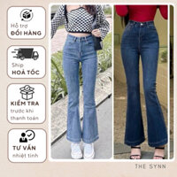 Quần jean nữ ống loe cạp cap co dãn tôn dáng 9 tấc, quần bò ống loe nữ phong cách The Synn - QJ04