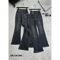 Quần jean nữ ống loe đính full đá bling bling dài 95cm chất jean QCCC co giãn