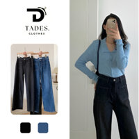Quần Jean Nữ Ống Loe Đứng - Quần Bò Nữ Ống Loe Đứng Rộng Suông Co Giãn Jeans Cạp Cao