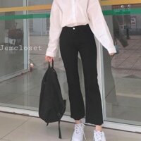 Quần jean nữ ống loe màu đen, quần bò ống loe