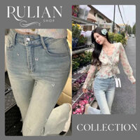 Quần Jean Nữ Ống Loe, Quần Jean Nữ Đính Đá , Đính Hồ Điệp Bling Bling Cho Các Nàng J38