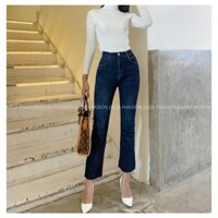 Quần Jean Nữ Ống Loe Tím Than JULIA Quần Bò Nữ Ống Rộng Phong Cách Hàn Quốc