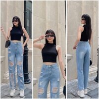 Quần jean Nữ ống ôm.Rách xước cá tính