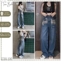 Quần jean nữ ống suông cào rách hai bên - 5242