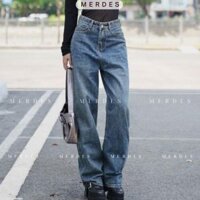 Quần Jean Nữ ống suông đính đá vải QC Cao Cấp Q895 MERDES Women Pants Denim Ong Có Túi