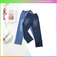 Quần Jean Nữ Ống Suông Lưng Thun - Quần Bò Nữ Dáng Dài Ống Rộng Vải Jean Co Giãn Wash Nhẹ Thời Trang