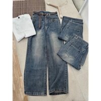 Quần Jean Nữ Ống Suông Màu Loang Nhẹ Túi Trước - Classic Women's Denim Pants