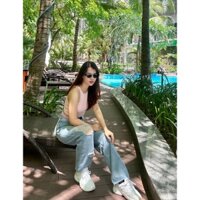 Quần jean nữ ống suông rộng Cạp Cao DAISY, quần bò phong cách RETRO Ulzzang 2023 T5