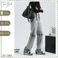 Quần jean nữ ống suông rộng xám mài kiểu - 5161