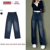 Quần jean nữ ống suông wash mèo đậm, quần jean dáng đẹp, phong cách cá tính, ullzzang hottrend 2024